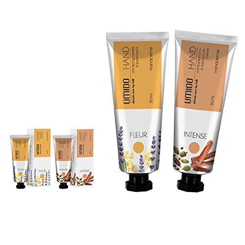 UMIDO 2 Stück Set Handcreme Set 30 ml | 1x Honig-Extrakt & Lavendelöl | 1x Kardamom-Extrakt & Sandelholz-Extrakt | ohne Parabene | Creme | Pflegecreme | Handlotion | Handcreme mini von UMIDO - dermis care by LLM