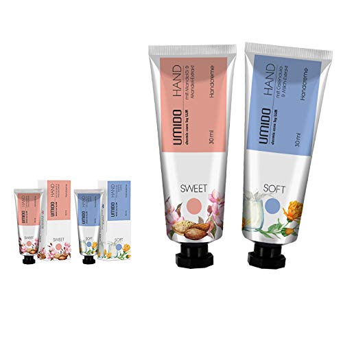 UMIDO 2 Stück Set Handcreme Set 30 ml | 1x Mandelöl & Mandel-Extrakt | 1x Calendula-Extrakt & Milch-Extrakt | ohne Parabene | Creme | Pflegecreme | Handlotion | Handcreme mini von UMIDO - dermis care by LLM