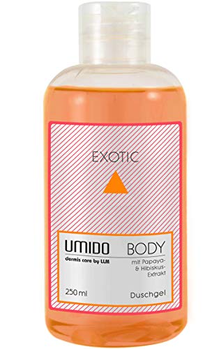 UMIDO Duschgel 250 ml Papaya-Extrakt & Hibiskus-Extrakt | ohne Parabene | Waschgel für Körper, Gesicht und Haare | sanfte Pflegedusche | Waschlotion von UMIDO - dermis care by LLM