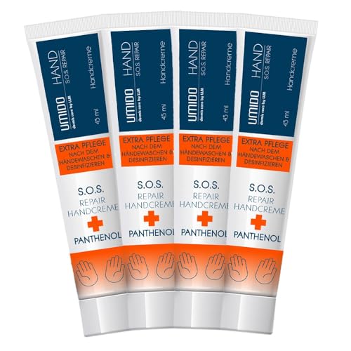UMIDO S.O.S repair Handlotion mit Panthenol 4 Stück Set Extra Pflege nach dem Händewaschen und Desinfizieren Handcreme von UMIDO - dermis care by LLM