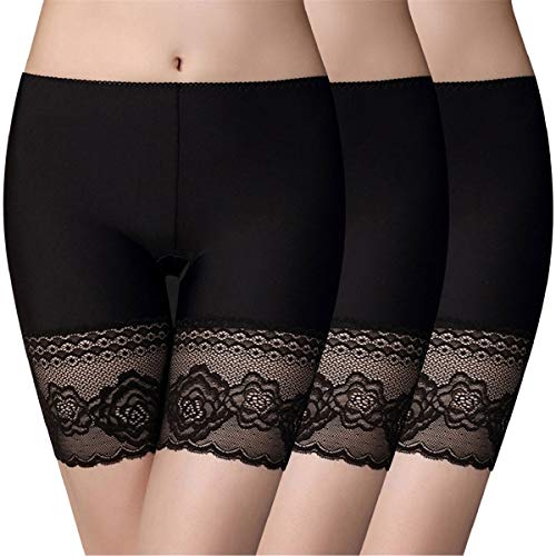 UMIPUBO Damen Panties Unterhose Slipshorts Spitze Boyshort Slip Anti-Chafing Longpant Schlüpfer Seamless Unsichtbar Boyshort Slip Hose Light Unterwäsche Eisseide Kurze Leggings Radlerhose 4er Pack von UMIPUBO