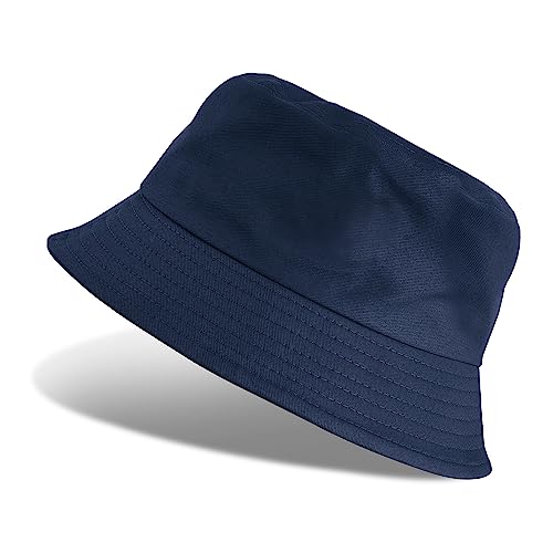 UMIPUBO Fischerhut Bucket Hat Smile Herren Damen Bunt,Sonnenhut Sommerhut Bestickte Fischerhüte,Blumendruck Früchte Druck Mütze,Freizeithut Anglerhut Unisex Hüte (Einfarbig-Blau 02) von UMIPUBO