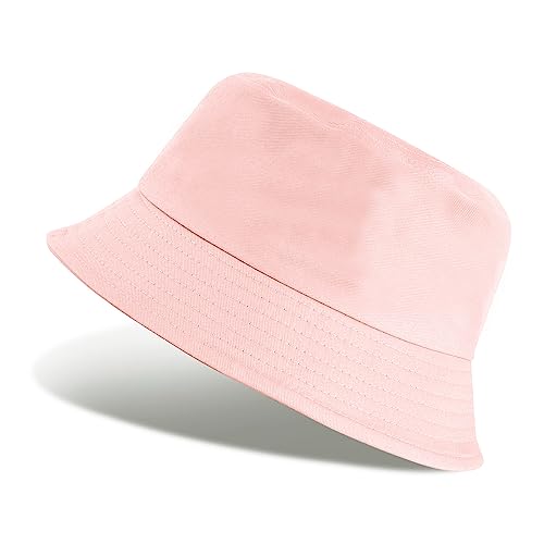 UMIPUBO Fischerhut Bucket Hat Smile Herren Damen Bunt,Sonnenhut Sommerhut Bestickte Fischerhüte,Blumendruck Früchte Druck Mütze,Freizeithut Anglerhut Unisex Hüte (Einfarbig-Rosa) von UMIPUBO