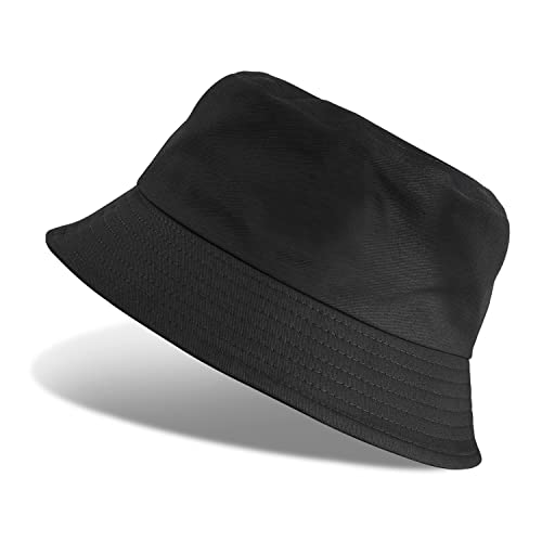 UMIPUBO Fischerhut Bucket Hat Smile Herren Damen Bunt,Sonnenhut Sommerhut Bestickte Fischerhüte,Blumendruck Früchte Druck Mütze,Freizeithut Anglerhut Unisex Hüte (Einfarbig-Schwarz) von UMIPUBO