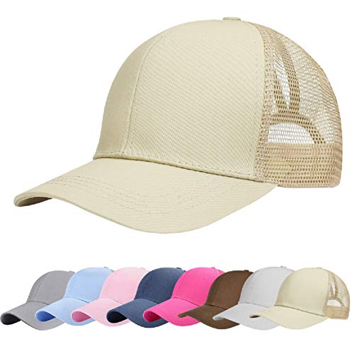 UMIPUBO Mesh Baseball Cap für Damen Basecap Outdoor Sport Mütze Lässig Baseballkappe Nettokappe Schachtelhalm Baseballmütze (Khaki) von UMIPUBO