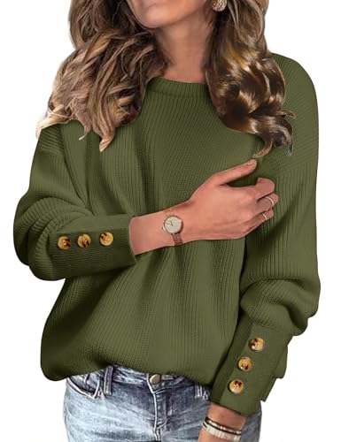 UMIPUBO Pullover Damen Herbst Winter Langarm Elegant Strickpullover Warm Casual Rundhals Sweater Strick Winterpullover von UMIPUBO