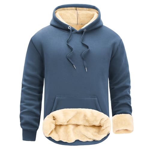 UMIPUBO Pullover Herren Hoodie Sweatshirt mit Kapuze Winter Warm Fleecepullover Thermo Kapuzenpullover Männer Baumwolle Fleecejacke Winterpullover(Blau,XXL) von UMIPUBO