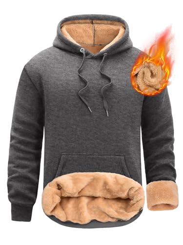 UMIPUBO Pullover Herren Hoodie Sweatshirt mit Kapuze Winter Warm Fleecepullover Thermo Kapuzenpullover Männer Baumwolle Fleecejacke Winterpullover(Dunkelgrau,XXL) von UMIPUBO