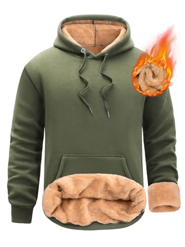 UMIPUBO Pullover Herren Hoodie Sweatshirt mit Kapuze Winter Warm Fleecepullover Thermo Kapuzenpullover Männer Baumwolle Fleecejacke Winterpullover(Grün,L) von UMIPUBO