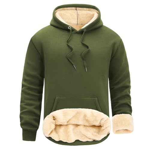 UMIPUBO Pullover Herren Hoodie Sweatshirt mit Kapuze Winter Warm Fleecepullover Thermo Kapuzenpullover Männer Baumwolle Fleecejacke Winterpullover(Grün,XL) von UMIPUBO