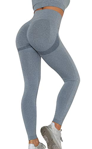 UMIPUBO Sport Leggings Damen High Waist, Blickdicht Push Up Yogahose Nahtlos Shape Yoga Pants Weiche Elastische Sporthosen für Workout Jogging Gym(Blau,L) von UMIPUBO
