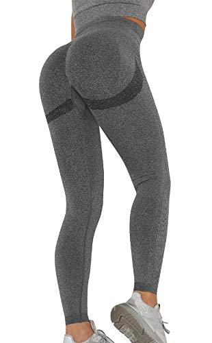 UMIPUBO Sport Leggings Damen High Waist, Blickdicht Push Up Yogahose Nahtlos Shape Yoga Pants Weiche Elastische Sporthosen für Workout Jogging Gym(Grau,S) von UMIPUBO