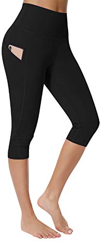 UMIPUBO Sport Leggings Damen High Waist 3/4 Yoga Hosen Push Up Blickdicht Sporthose Running Workout Gym Leggings mit Tasche (Schwarz,L) von UMIPUBO