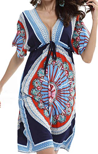 UMIPUBO Strandkleid Damen V-Ausschnitt Kleidung Strand Hemdkleid Sommer Strandponcho Strandurlaub Badeanzug Bikini Cover-Ups Bequem Sommerkleid von UMIPUBO