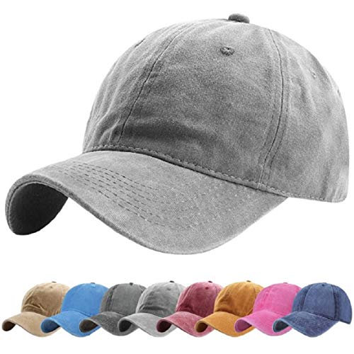 UMIPUBO Washed Baseball Cap Outdoor Retro Cap Unisex Vintage Basecap 6-Panel Sport Mütze Verstellbar Baseballkappe Baseballmütze in 4 Farben (Grau) von UMIPUBO