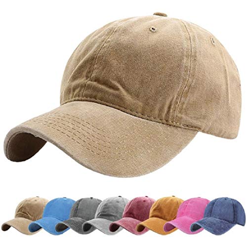 UMIPUBO Washed Baseball Cap Outdoor Retro Cap Unisex Vintage Basecap 6-Panel Sport Mütze Verstellbar Baseballkappe Baseballmütze in 4 Farben (Khaki) von UMIPUBO