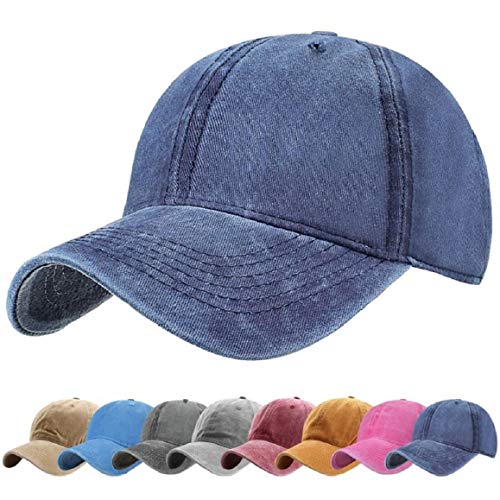 UMIPUBO Washed Baseball Cap Outdoor Retro Cap Unisex Vintage Basecap 6-Panel Sport Mütze Verstellbar Baseballkappe Baseballmütze in 4 Farben (Marine) von UMIPUBO