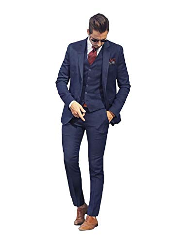 UMISS Herren Moderner 3-teiliger Anzug-Revers mit Zwei Knöpfen Smoking für Business und Party von UMISS
