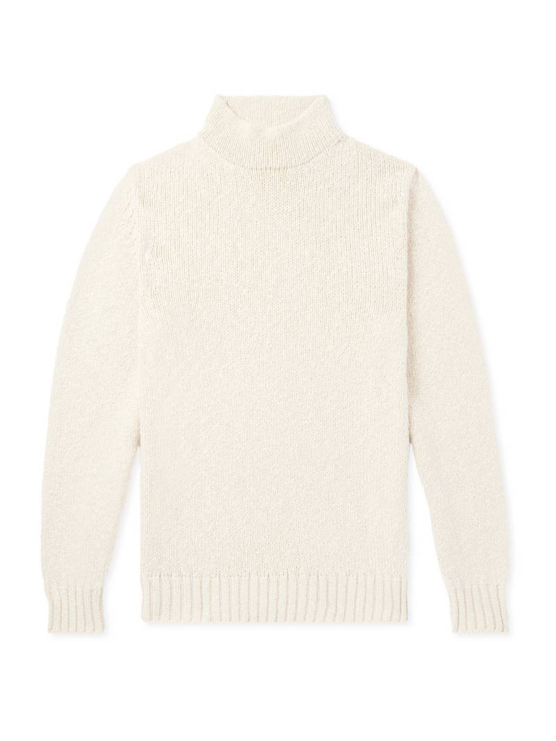 UMIT BENAN - Ribbed Cotton and Cashmere-Blend Rollneck Sweater - Men - Neutrals - L von UMIT BENAN