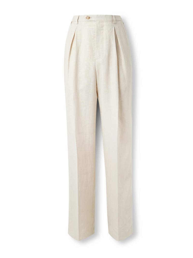UMIT BENAN - Johnny Straight-Leg Pleated Linen and Wool-Blend Suit Trousers - Men - Neutrals - IT 48 von UMIT BENAN