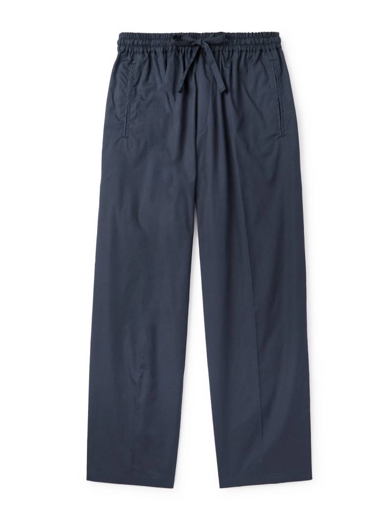 UMIT BENAN - Julian Straight-Leg Cotton and Silk-Blend Poplin Drawstring Trousers - Men - Blue - IT 56 von UMIT BENAN