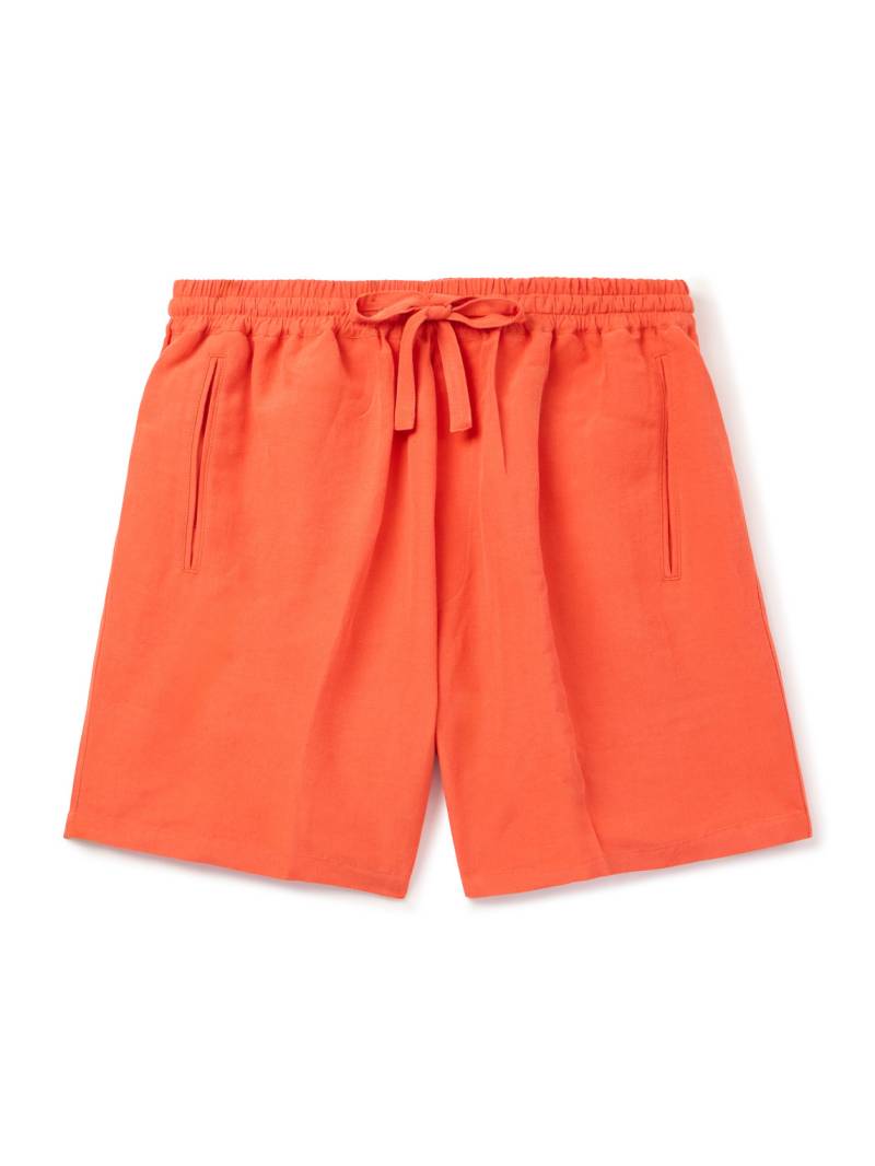 UMIT BENAN - Julian Straight-Leg Linen and Silk-Blend Drawstring Shorts - Men - Red - IT 48 von UMIT BENAN