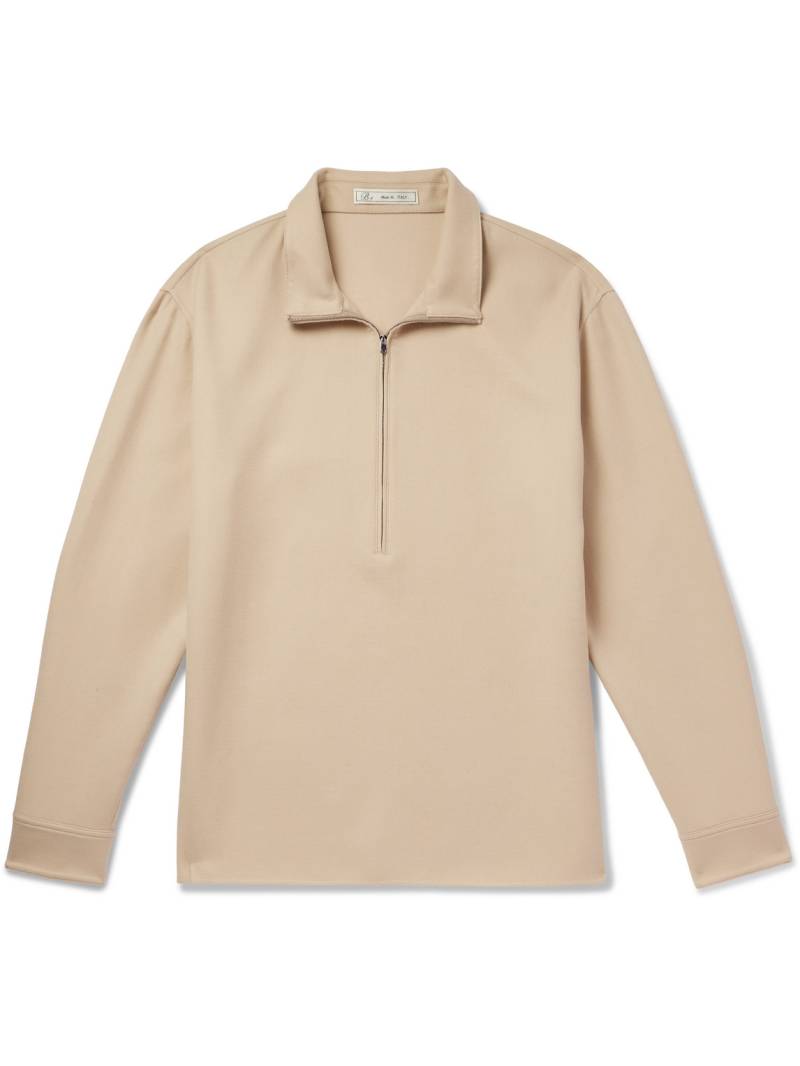 UMIT BENAN - Wool-Blend Twill Half-Zip Sweater - Men - Neutrals - S von UMIT BENAN