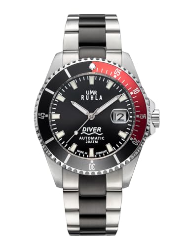 UMR RUHLA 80843 - Präzision & Sportliche Eleganz - Limitierte Edition von nur 200 Exemplaren - erstklassiges 8215 Automatikuhrwerk - poliertes Edelstahlgehäuse – Edelstahlarmband - Made in Germany von UMR RUHLA