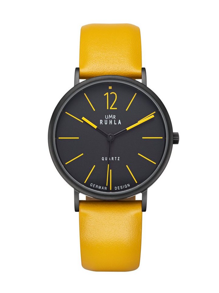 UMR Ruhla Quarzuhr 20252-4, Style Damenuhr, Quarz mit gelbem Lederarmband - Made in Germany von UMR Ruhla