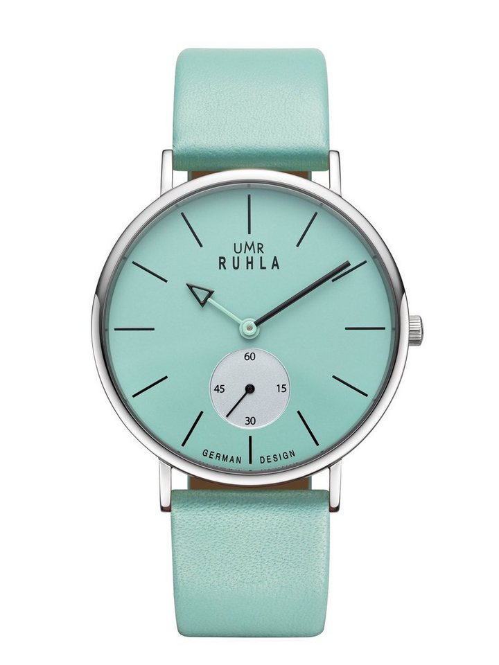 UMR Ruhla Quarzuhr 30168-4, Style Quarz Damenuhr, mit mintgrünem Zifferblatt und Lederband - Made in Germany von UMR Ruhla