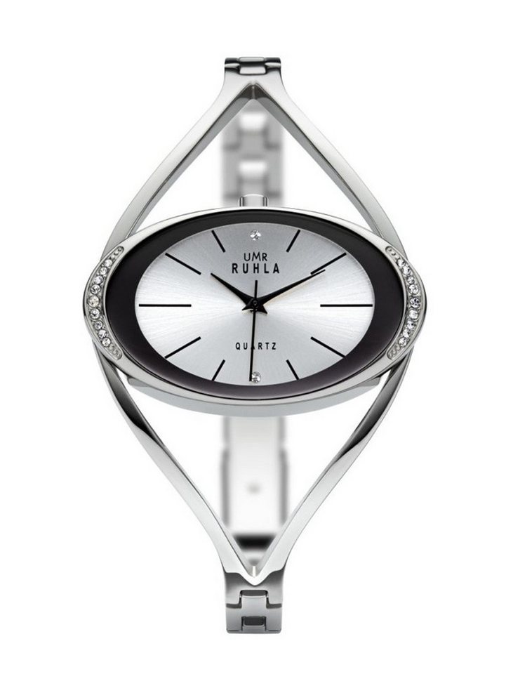 UMR Ruhla Quarzuhr 91314, RUHLA-Style Quarz Damenuhr - Edelstahlgehäuse mit Steinchen, elegantes Band für erhobene Ausstrahlung - Made in Germany von UMR Ruhla