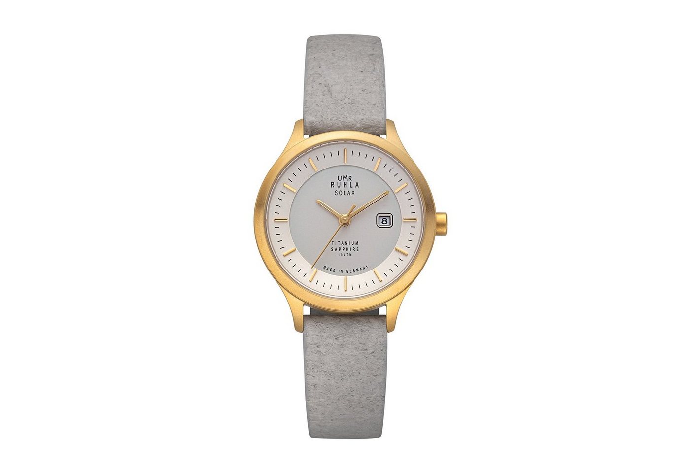 UMR Ruhla Quarzuhr Damen-Armbanduhr 96961, analog, Solar, Ananasarmband (Grau), vegan von UMR Ruhla
