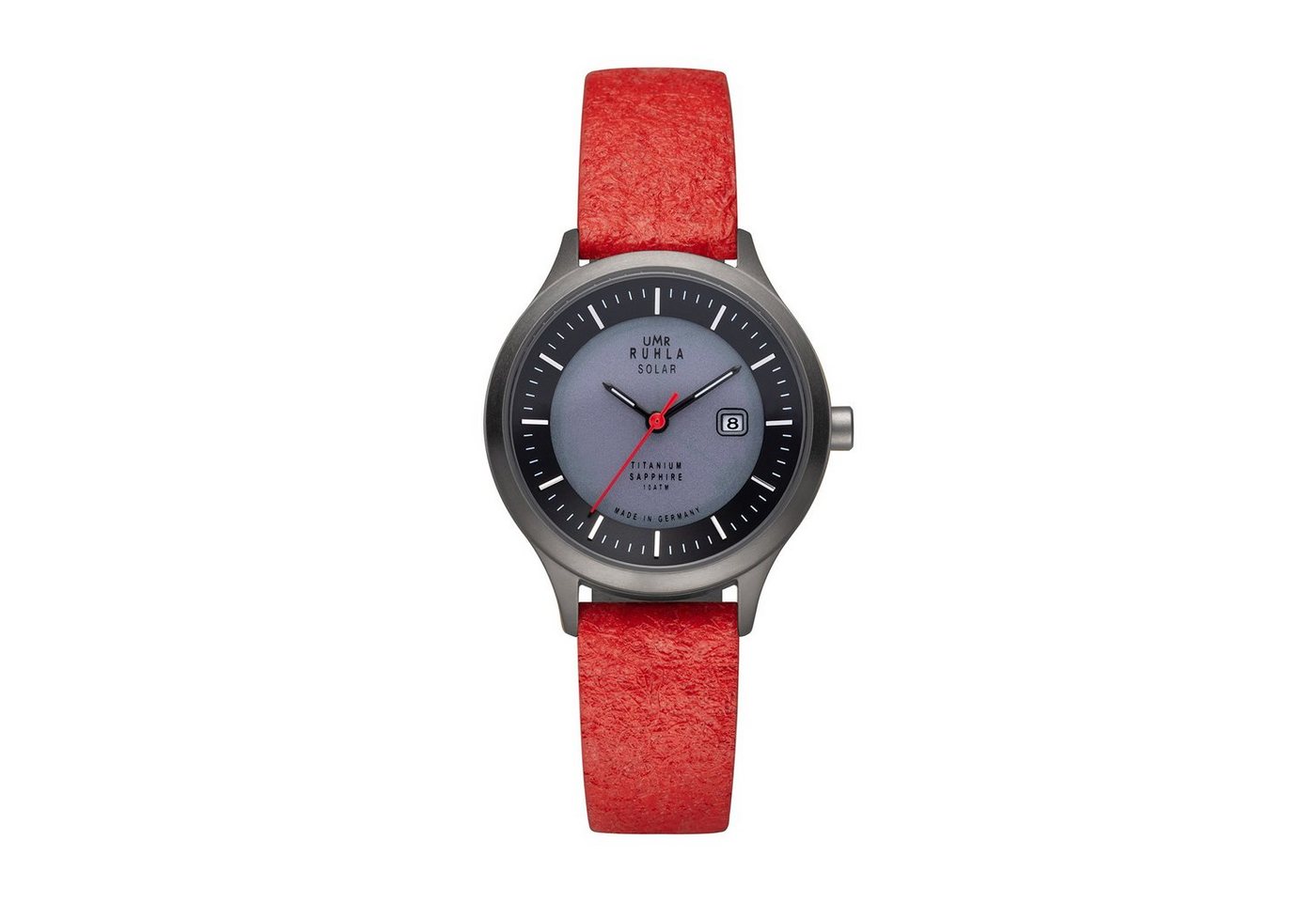 UMR Ruhla Quarzuhr Damen-Armbanduhr 96962, analog, Solar, Ananasarmband (Rot), vegan von UMR Ruhla