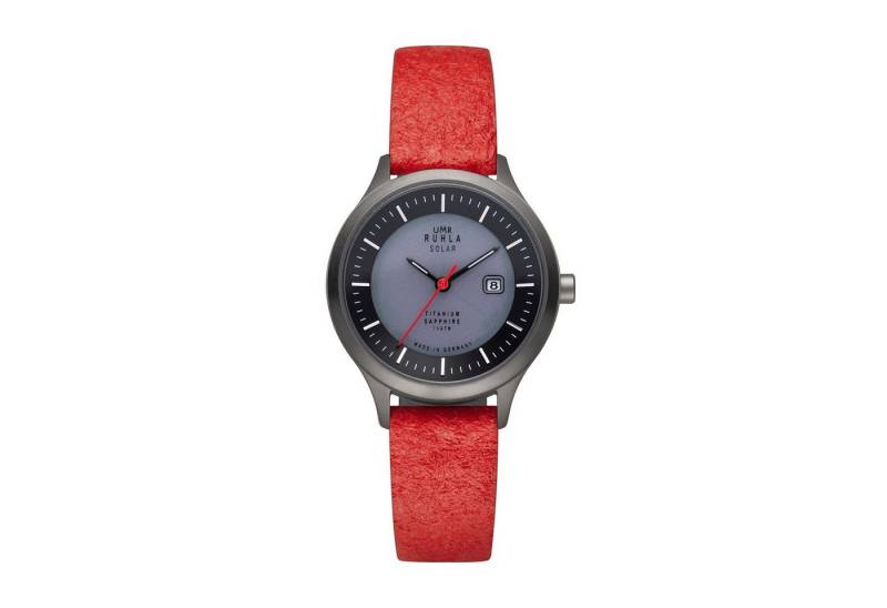 UMR Ruhla Quarzuhr Damen-Armbanduhr 96962, analog, Solar, Ananasarmband (Rot), vegan von UMR Ruhla