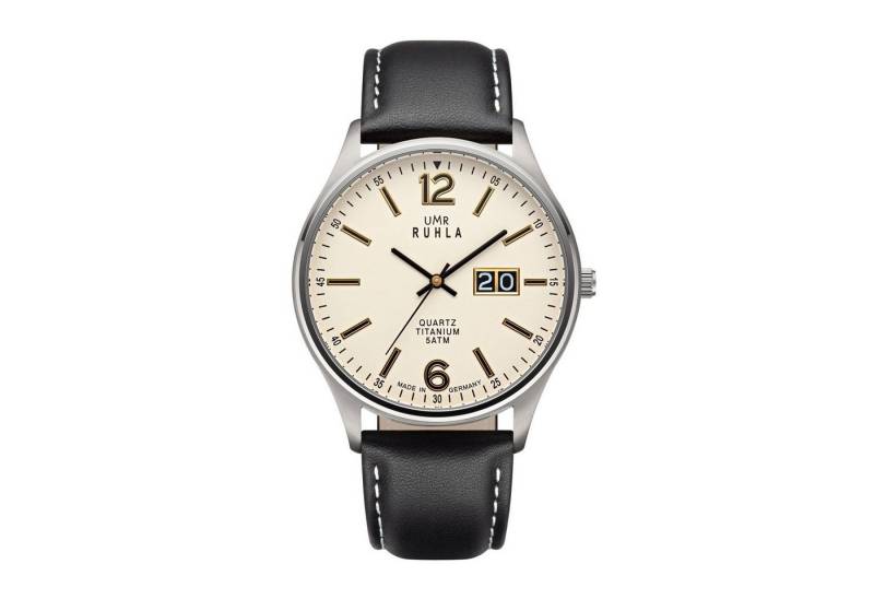 UMR Ruhla Quarzuhr Uhren Manufaktur Ruhla - Armbanduhr Big Date beige - made in Germany von UMR Ruhla