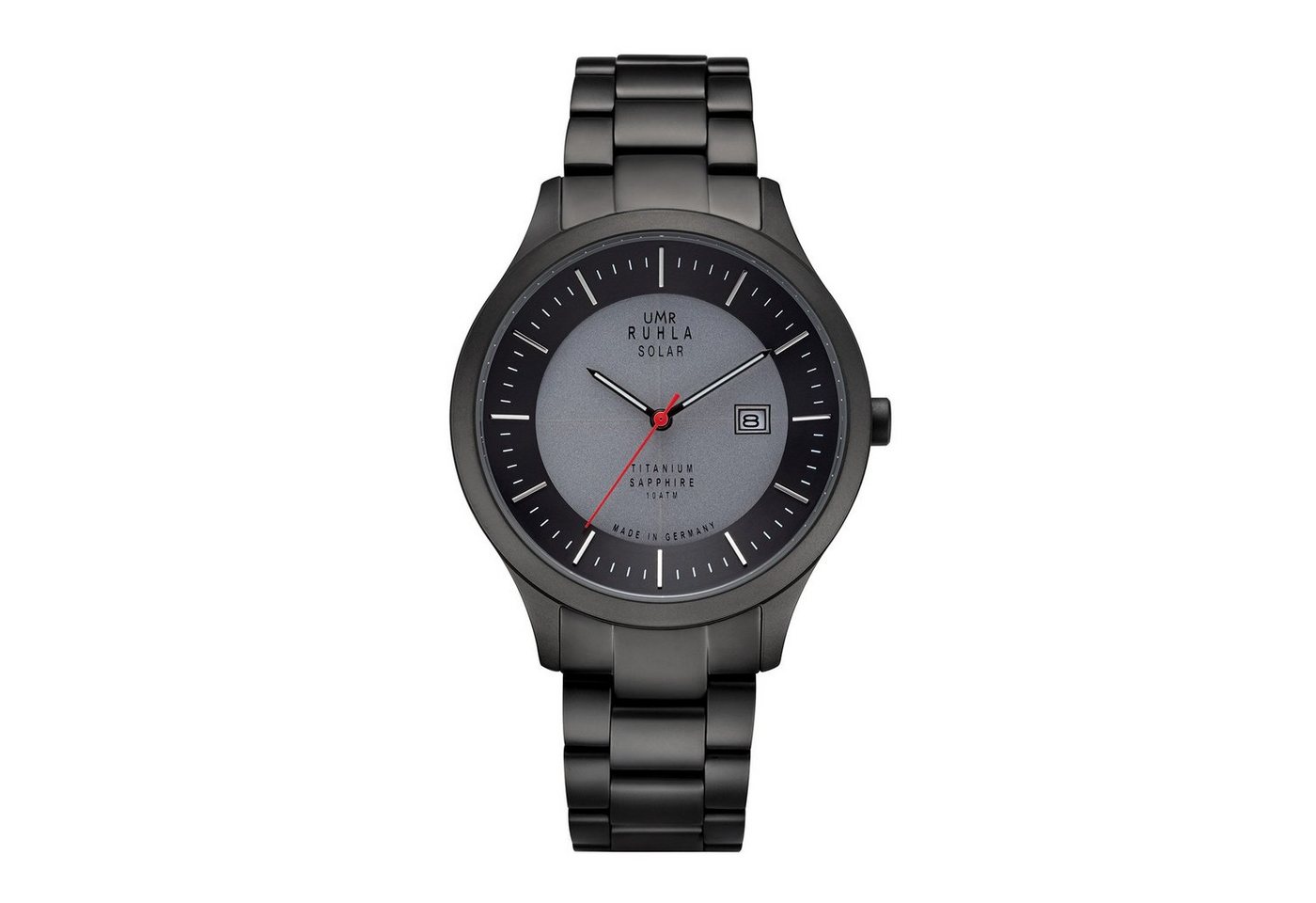 UMR Ruhla Quarzuhr Uhren Manufaktur Ruhla - Armbanduhr Solar Ø 41mm Titan, schwarz-graues Zifferblatt von UMR Ruhla