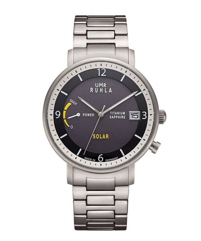UMR Ruhla Solaruhr Titan - Schwarzes Zifferblatt, Titanband, 41 mm 94102M, Made in Germany von UMR Ruhla