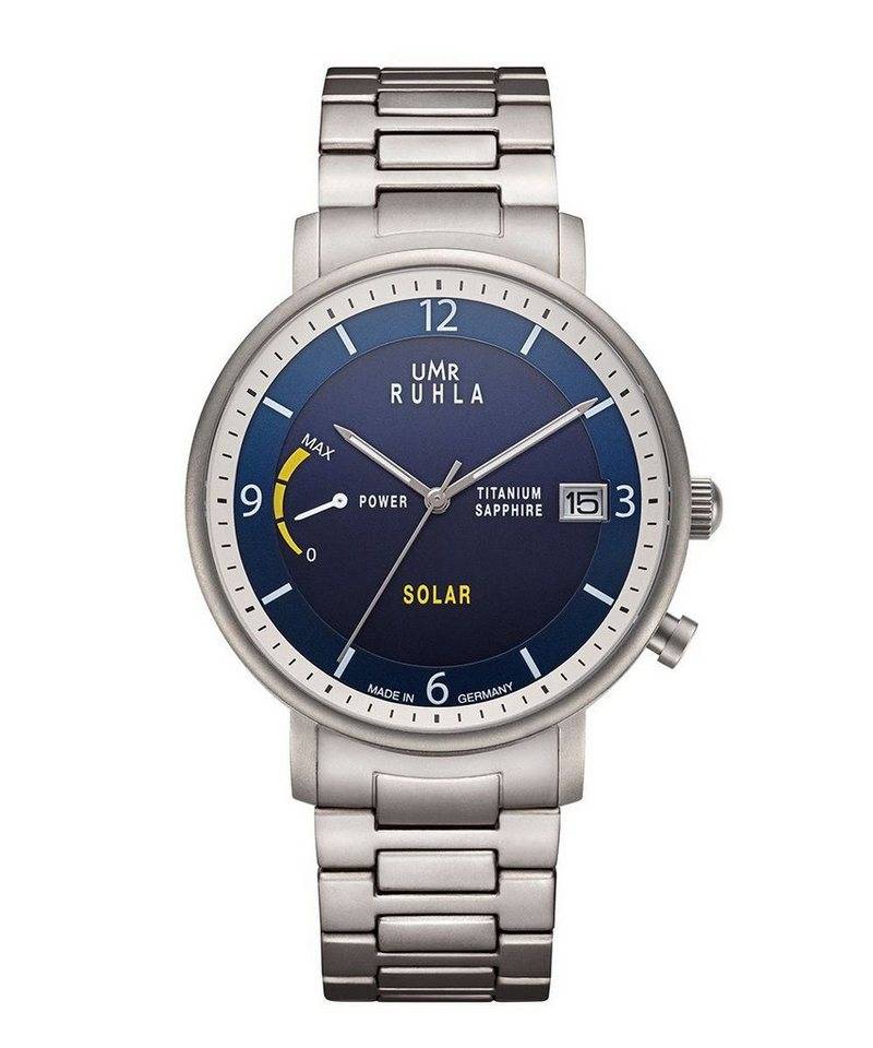 UMR Ruhla Solaruhr Titan - Blaues Zifferblatt, Titanband, 41 mm - Solarwerk 94103M, Made in Germany von UMR Ruhla