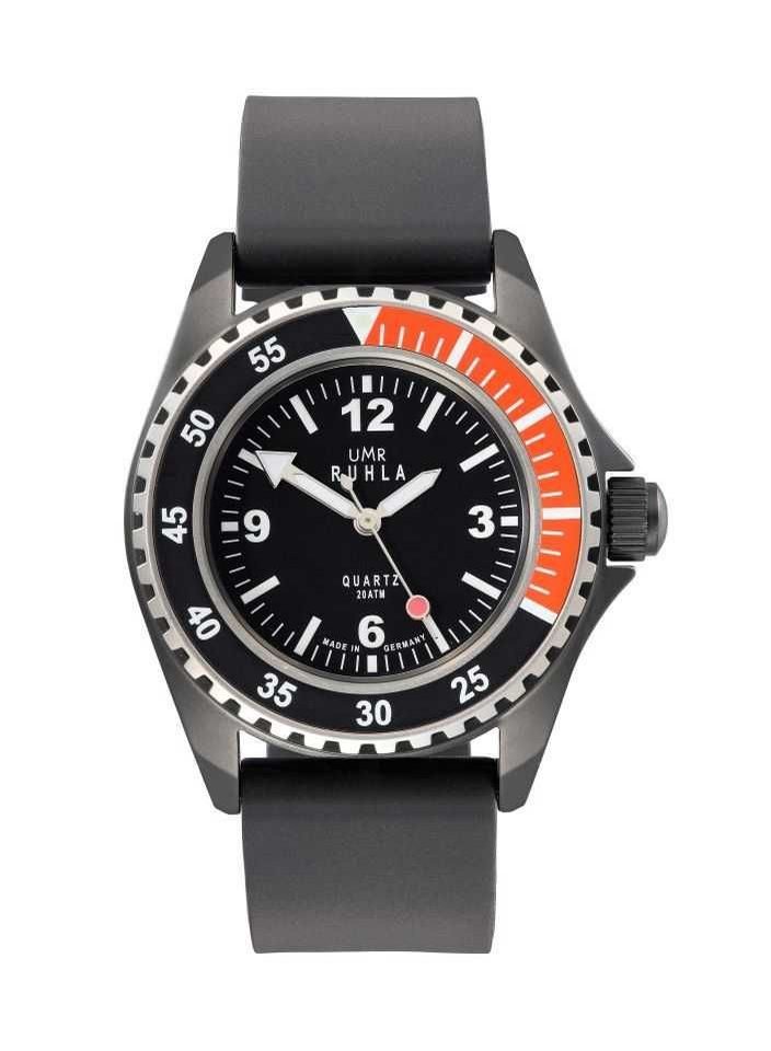UMR Ruhla Taucheruhr Kampfschwimmer Uhr, limitierte Edition, 44 mm Edelstahlgehäuse, 13-03, Kautschukband, 20 ATM wasserdicht - Made in Germany von UMR Ruhla