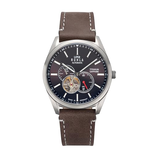 UMR RUHLA Armbanduhr, Herren, Automatik, Lederarmband, Titangehäuse, wasserdicht bis 5 bar, Farbe:Braun von UMR RUHLA