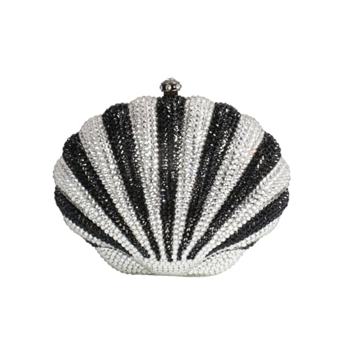 UMREN Glitzernde Damen-Abendtasche mit niedlichem Mini-Muschel-Design, Strass, bunte Kristall-Handtasche, glitzernde Muschel, Diamant-Clutch für Party, Schwarz von UMREN