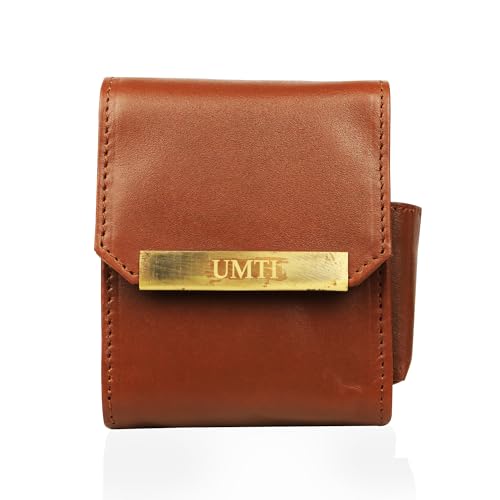 Leder Zigarettenhülle Zigarettenetui (15A) Zigarettentasche Zigarettenbox Cognac von UMTI