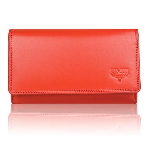 UMTI Leder Damenbörse Damen Geldbörse Börse 23- (95A) Damen Portemonnaie Damen Geldbörsen Brieftasche Damen Geldbeutel Damen Portmonee Damen Portmonai Cherry von UMTI