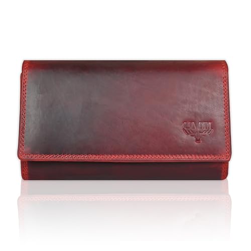 UMTI Leder Damenbörse Damen Geldbörse Börse 23- (95A) Damen Portemonnaie Damen Geldbörsen Brieftasche Damen Geldbeutel Damen Portmonee Damen Portmonai Rot von UMTI