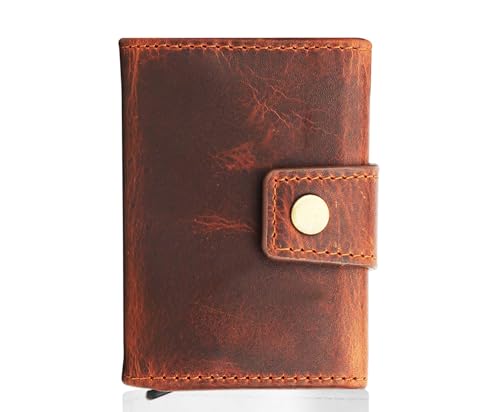 UMTI Slim Wallet mit Münzfach & RFID-Schutz 24- (10A) Mini Geldbörse Herren & Damen - Kartenetui Kreditkartenetui - Portmonee Geldbeutel Portemonnaie Antik-braun von UMTI