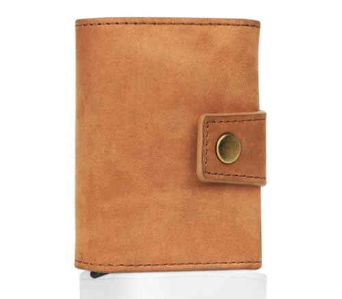 UMTI Slim Wallet mit Münzfach & RFID-Schutz 24- (10A) Mini Geldbörse Herren & Damen - Kartenetui Kreditkartenetui - Portmonee Geldbeutel Portemonnaie Tan von UMTI