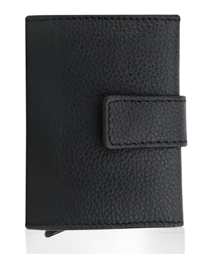 UMTI Slim Wallet mit Münzfach & RFID-Schutz 24- (12A) Mini Geldbörse Herren & Damen - Kartenetui Kreditkartenetui - Portmonee Geldbeutel Portemonnaie Schwarz von UMTI