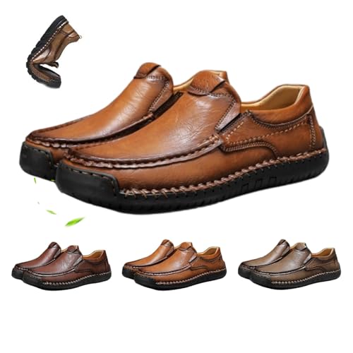 Echtes Leder Herren Freizeitschuhe Weiche Bequeme Loafer Casual Business Schuhe Männer Handgemachte Atmungsaktive rutschfeste Flache Mokassins, braun, 38 EU Echtes Leder Herren Freizeitschuhe Weiche Bequeme Loafer Casual Business Schuhe Männer Handgemachte Atmungsaktive rutschfeste Flache Mokassins, braun, 38 EU von UMYUOANY