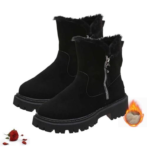 UMYUOANY Damen-Schneestiefel aus Wildleder, modisches Patch-Design, Reißverschluss, breite Breite, Westernstiefel für Damen, rutschfest, warm, Schwarz , 38.5 EU UMYUOANY Damen-Schneestiefel aus Wildleder, modisches Patch-Design, Reißverschluss, breite Breite, Westernstiefel für Damen, rutschfest, warm, Schwarz , 38.5 EU von UMYUOANY