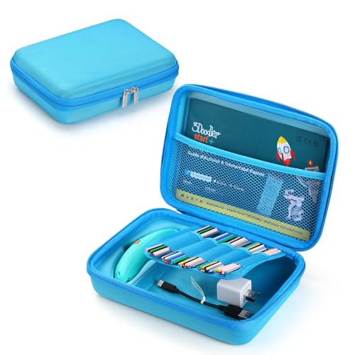 UMavlesFrd Tasche Kompatibel mit 3Doodler 3D-Stift für Kinder, Aufbewahrungsorganizer Halter zum Drucken Filament Refill und Micro-USB Ladegerät (Nur Tasche) (Blau) von UMavlesFrd
